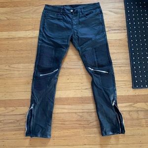 Black wax Dope moto jeans.